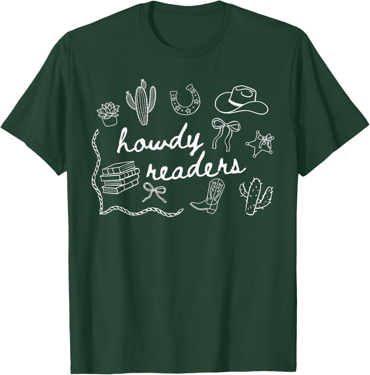 Howdy English Teacher Cowgirl Cowboy ELA Teaching Student T-Shirt - T-Shirt | Forest