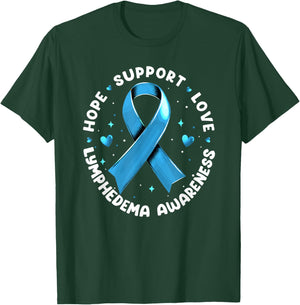 Hope Support Love Lymphedema Awareness T-Shirt - T-Shirt | Forest