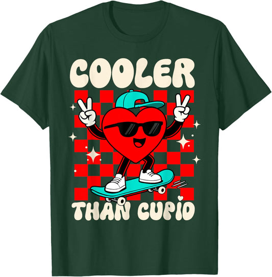 Cooler Than Cupid Valentines Day for Teens Kids Boys Girls T-Shirt - T-Shirt | Forest