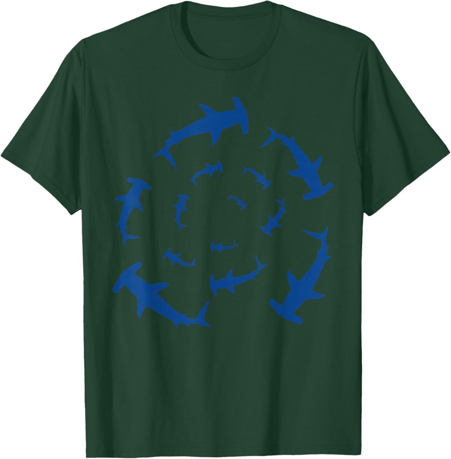 Shark Lover Silhouette of Hammerhead Circling Above Ocean T-Shirt - T-Shirt | Forest