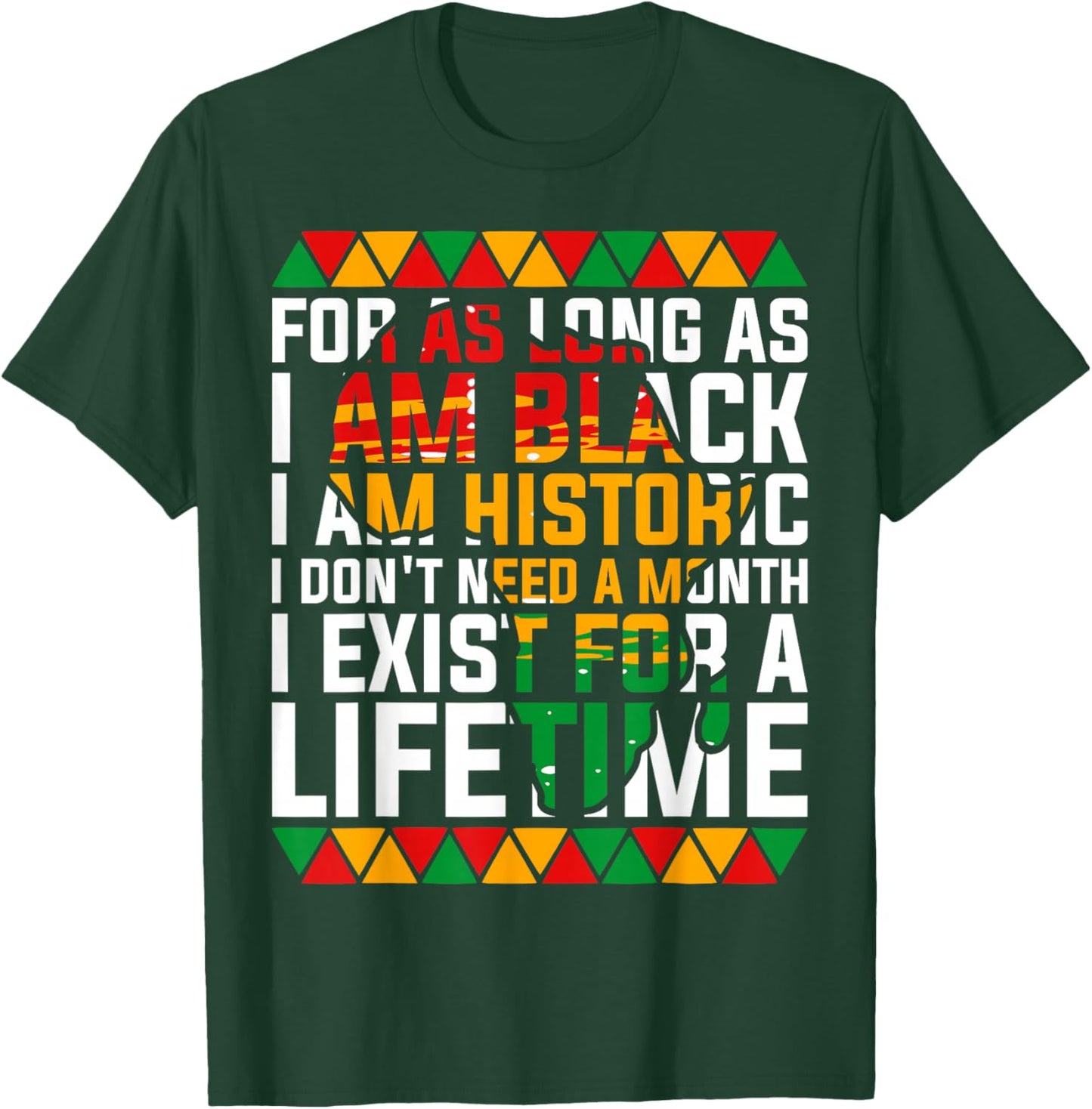 for As Long I'm Black I'm Historic Patriotic African America T-Shirt - T-Shirt | Forest