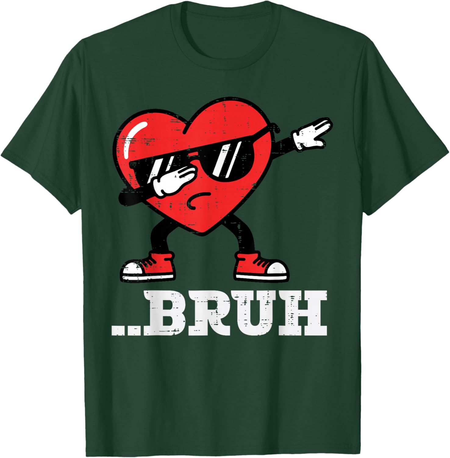 Valentines Day Heart Dab Bruh Funny Meme Boys Kids Men Women T-Shirt - T-Shirt | Forest