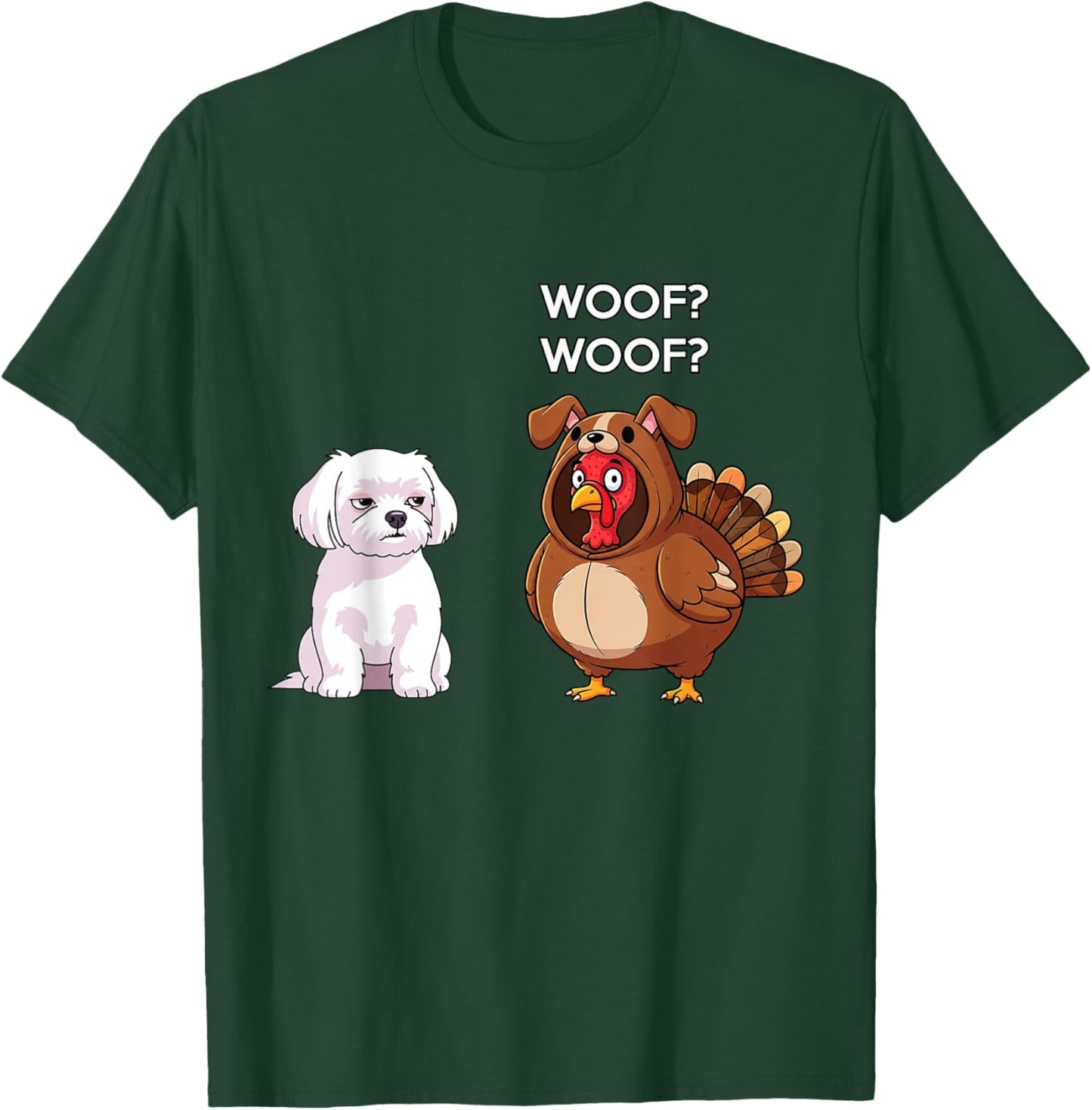 Funny Thanksgiving Maltese and Turkey T-Shirt - T-Shirt | Forest
