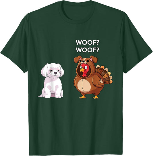 Funny Thanksgiving Maltese and Turkey T-Shirt - T-Shirt | Forest