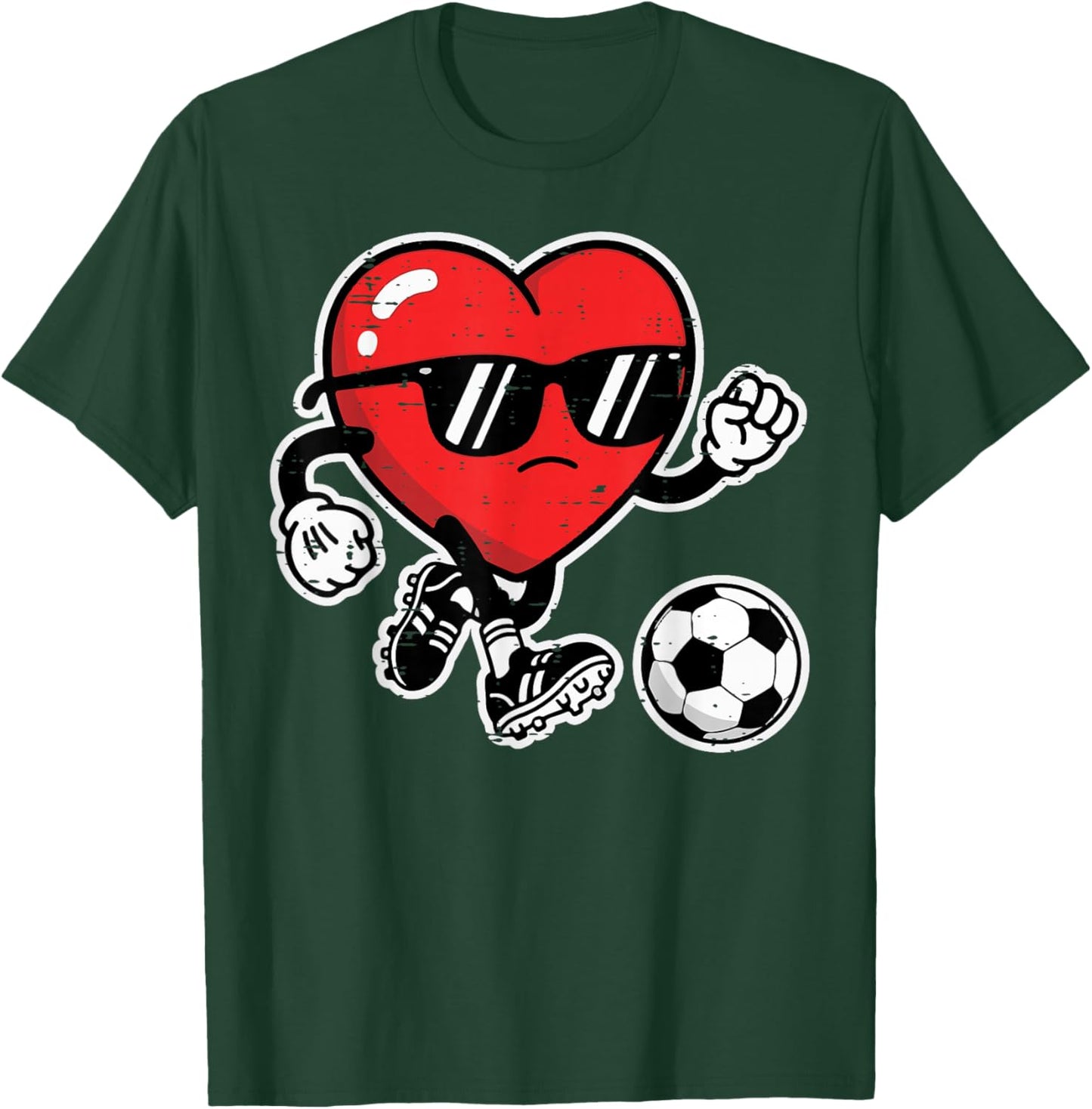 Valentines Day Heart Soccer Football Boys Kids Youth Men T-Shirt - T-Shirt | Forest