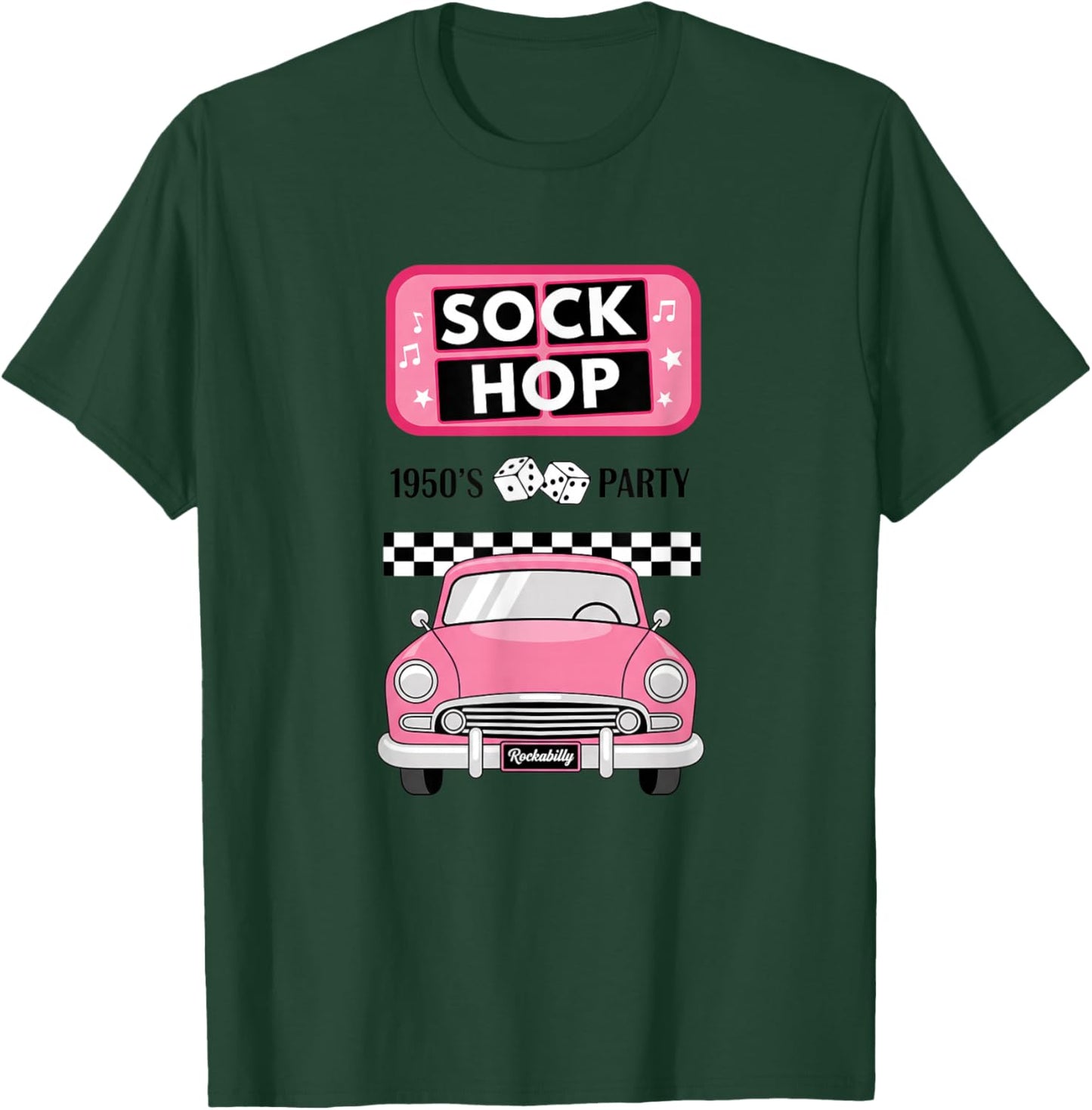 Sock Hop 1950S Party Rockabilly Retro Car for Girls T-Shirt - T-Shirt | Forest