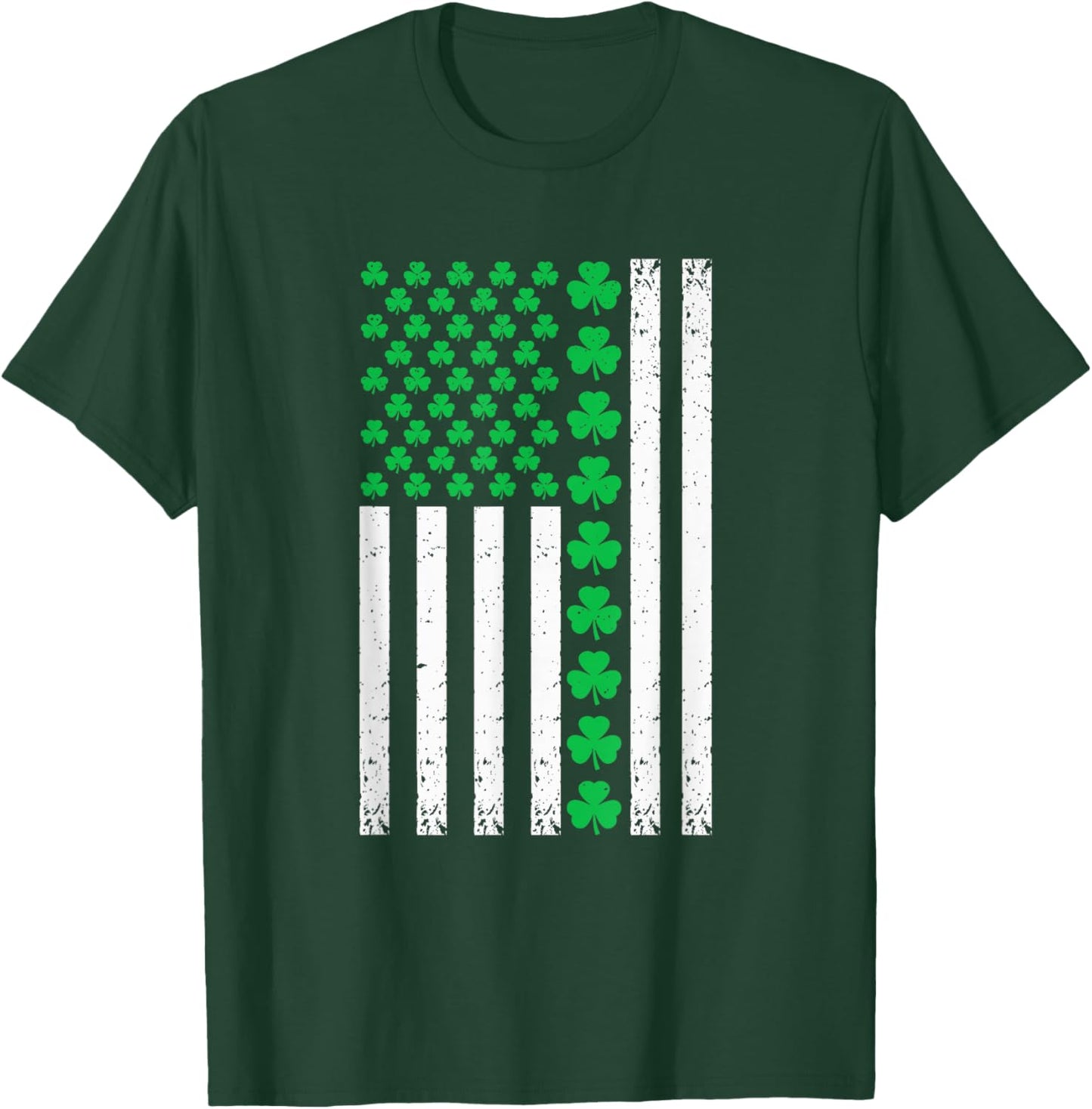 US American Flag with Shamrocks St Patricks Day Men Women T-Shirt - T-Shirt | Forest