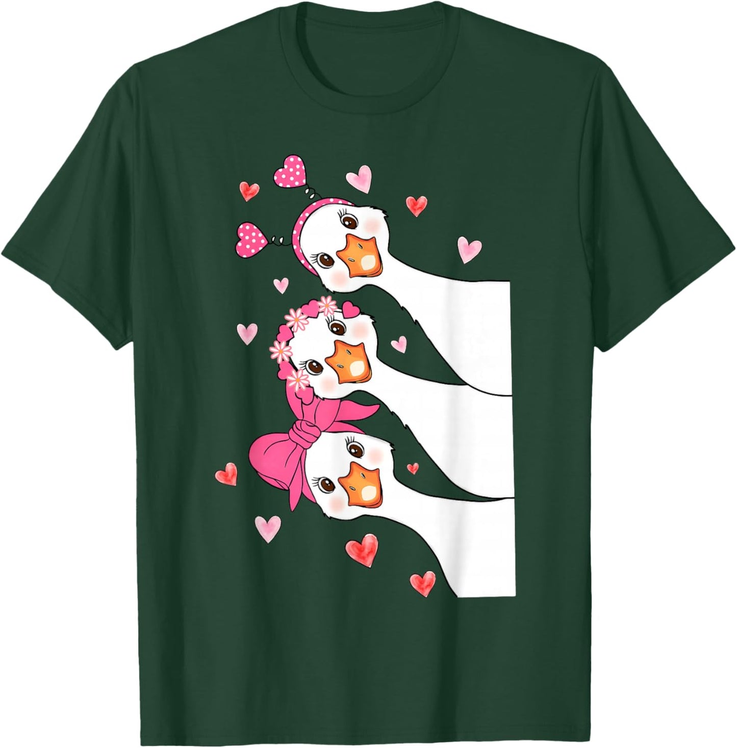 Funny Goose Happy Valentine Goose Cute Heart Lover T-Shirt - T-Shirt | Forest