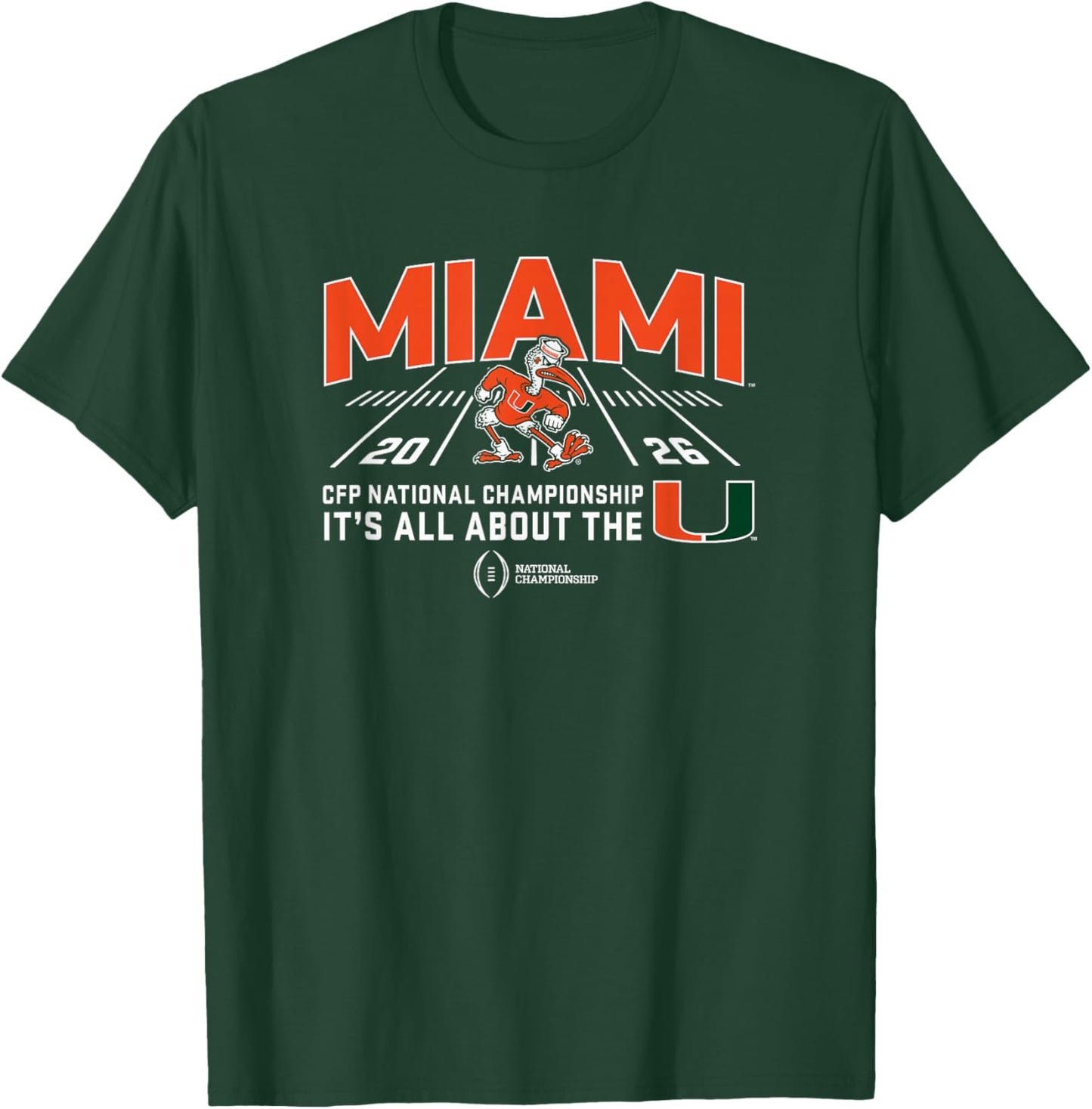 Miami Hurricanes CFP National Championship 2026 Mascot Black T-Shirt - T-Shirt | Forest