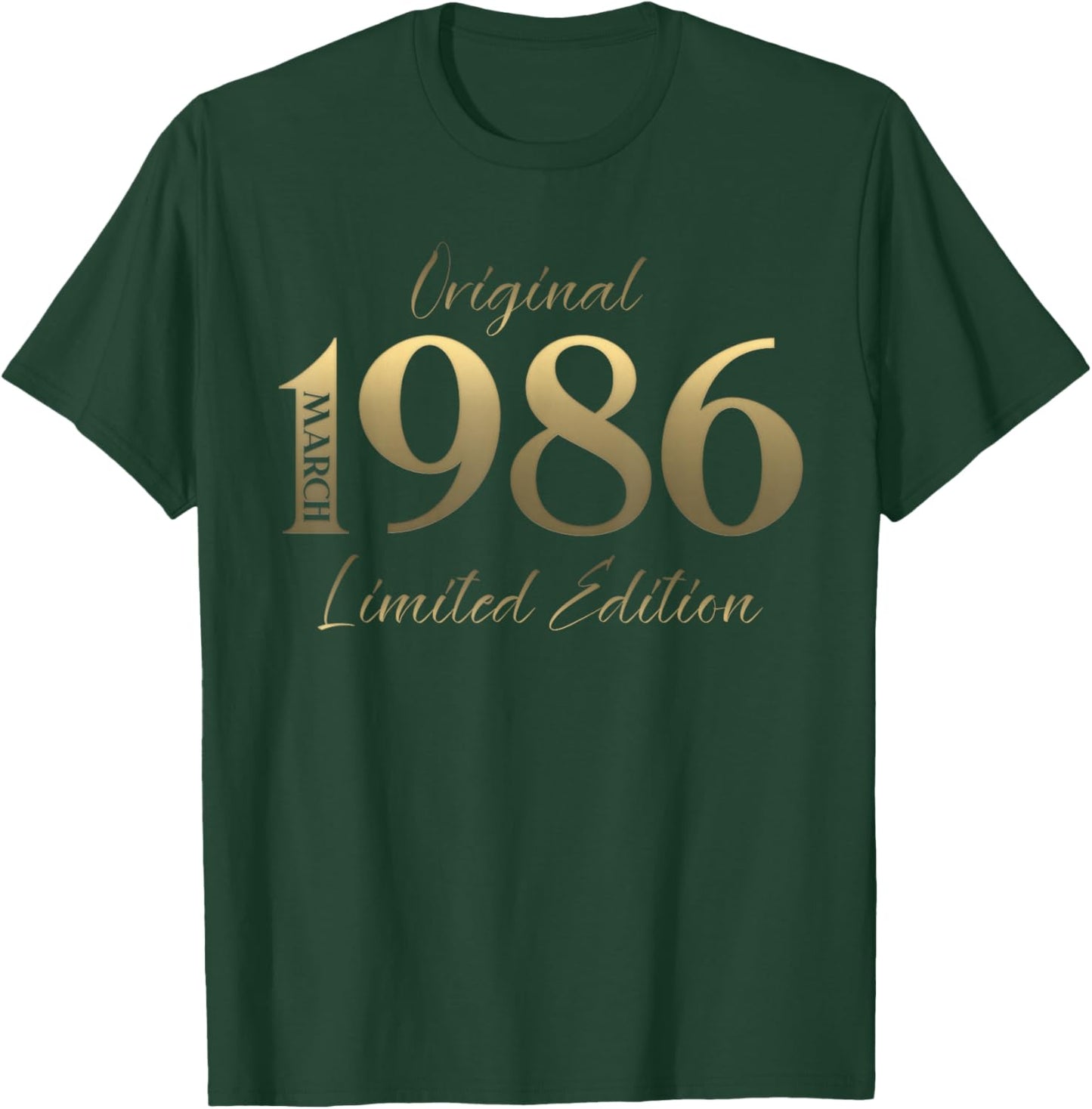 40th Birthday Gift Men Women Vintage March 1986 T-Shirt - T-Shirt | Forest