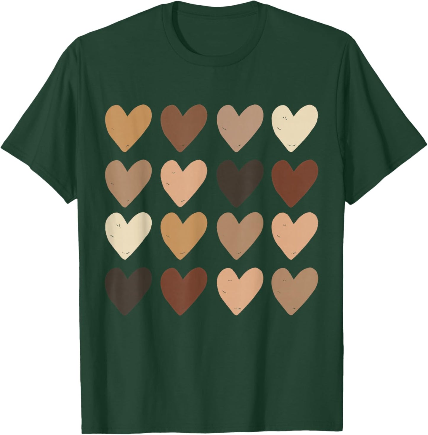 Black History Hearts African American Girls Kids Youth Women T-Shirt - T-Shirt | Forest