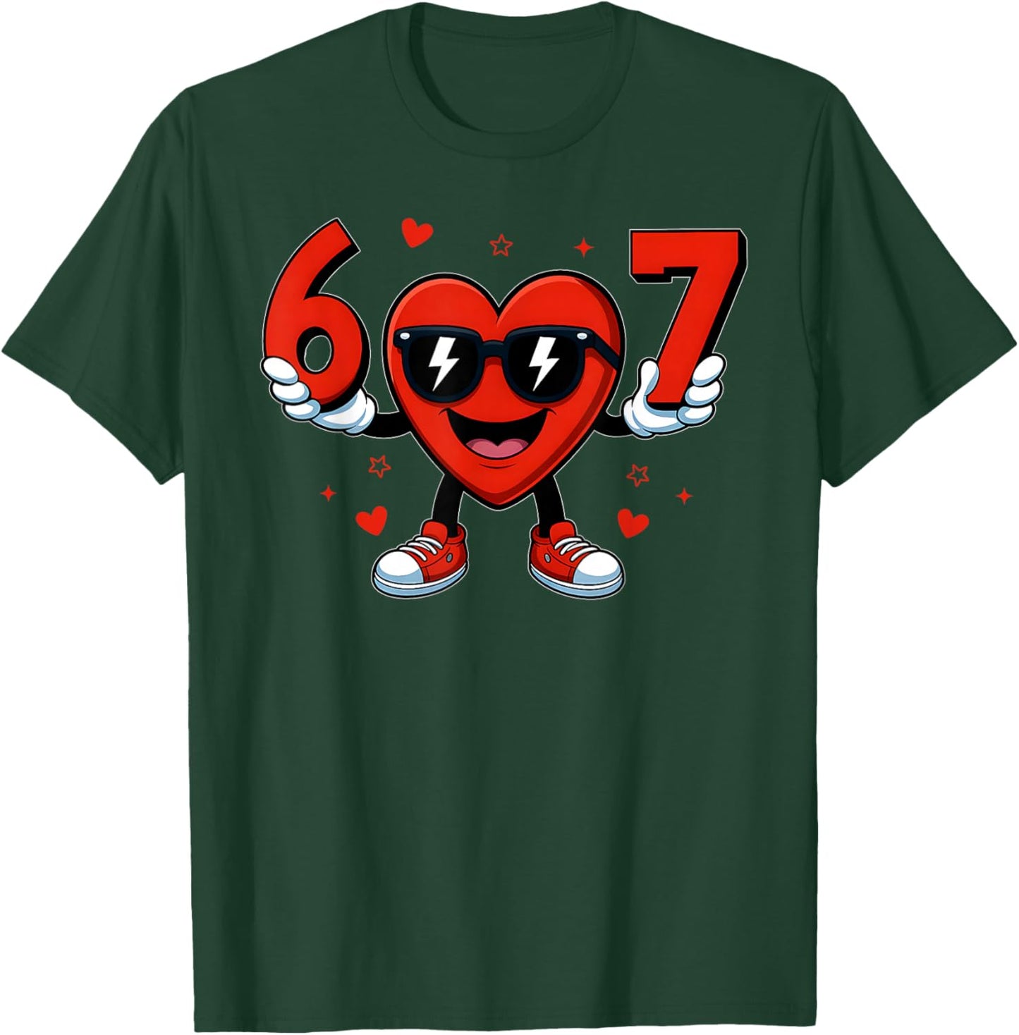 Funny Six Seven 6 7 Valentines Day Boys Girls Kids 67 Meme T-Shirt - T-Shirt | Forest
