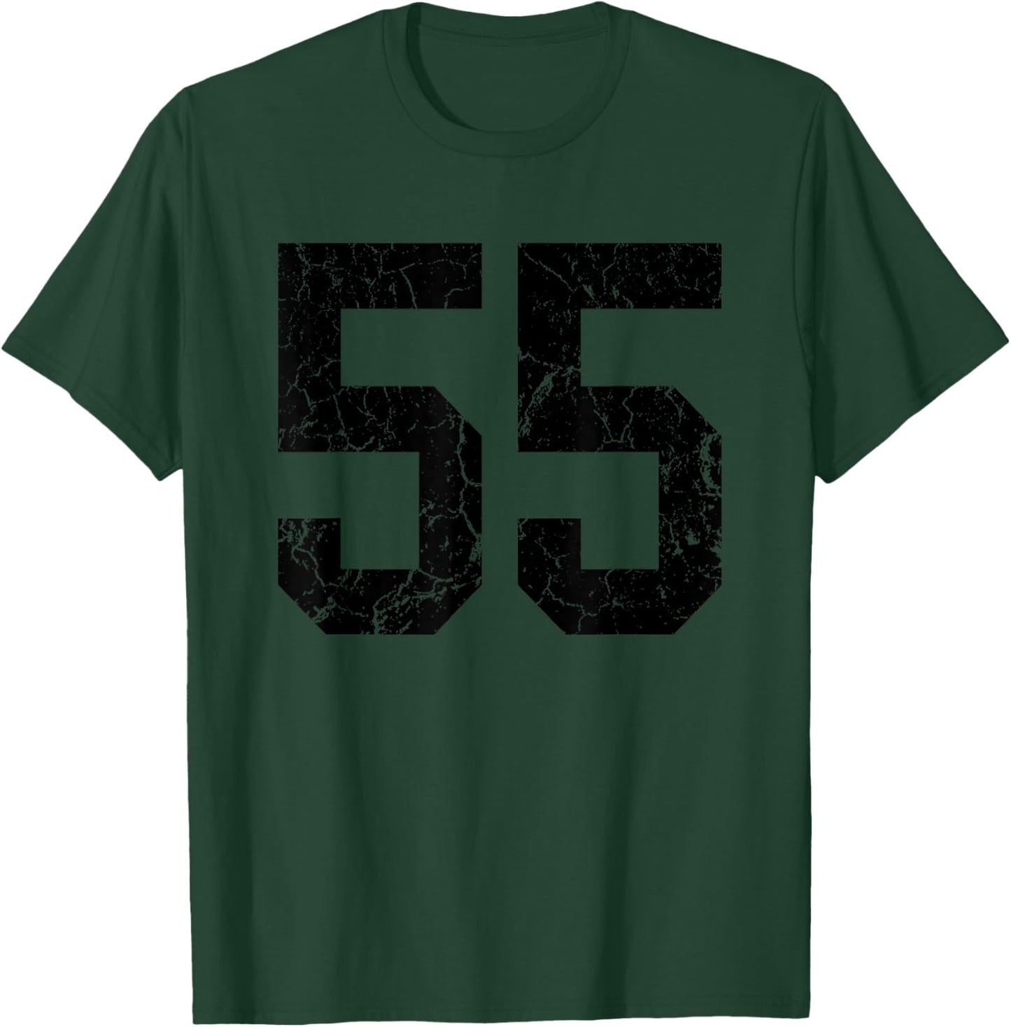 Distressed Black Number 55 Jersey Player Uniform #55 Fan T-Shirt - T-Shirt | Forest