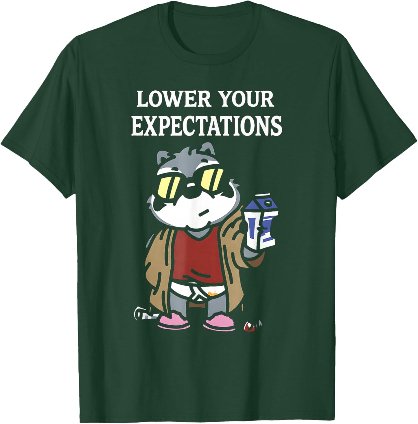 Lower Your Expectations Funny Cartoon Sarcasm T-Shirt - T-Shirt | Forest