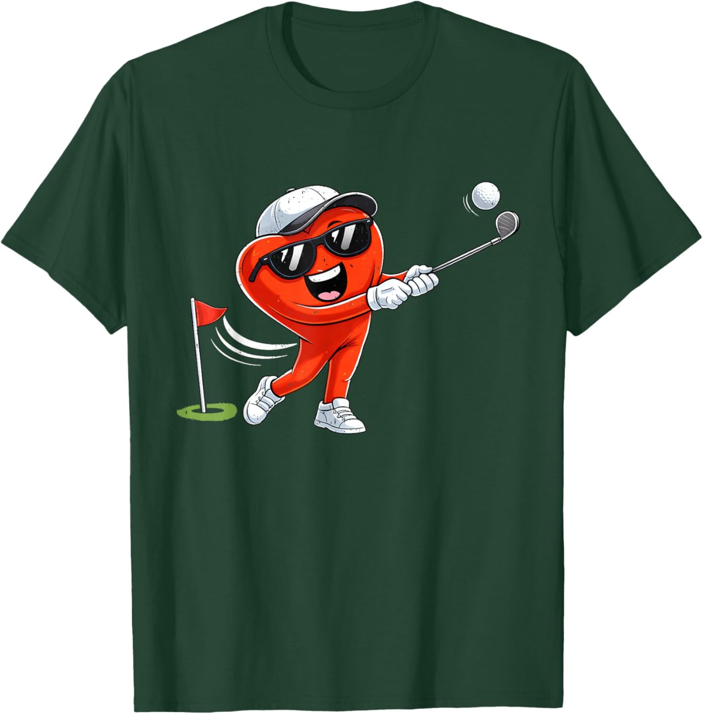Valentine Golf Heart Sport Golfer Valentines Day Men Boy Kid T-Shirt - T-Shirt | Forest