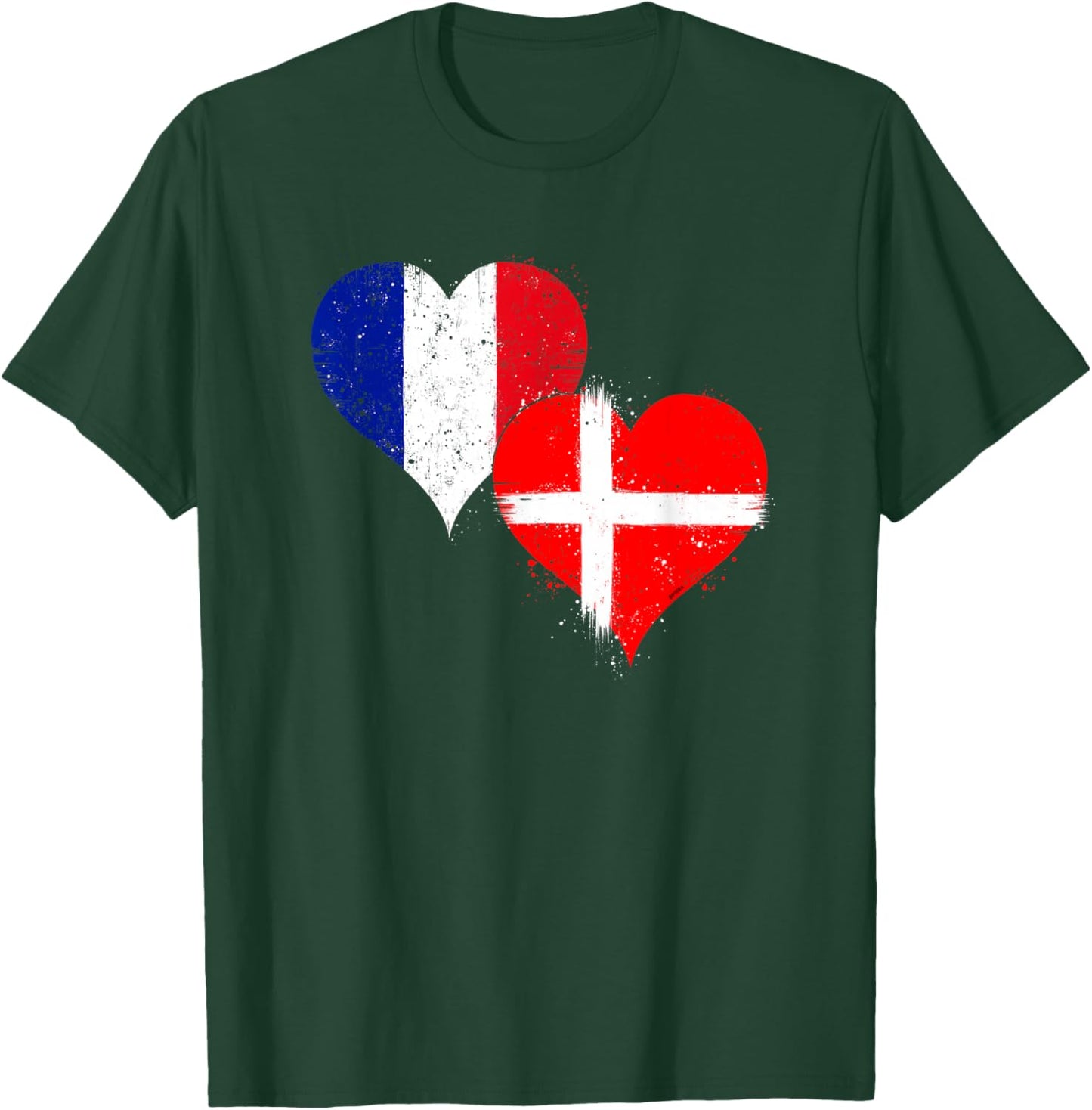 Vintage Denmark France Flag Proud French Danish Fans Pride T-Shirt - T-Shirt | Forest
