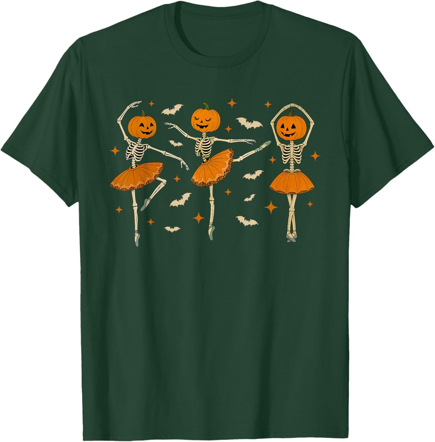 Ballet Skeleton Pumpkin Dance Halloween Girls Women T-Shirt - T-Shirt | Forest
