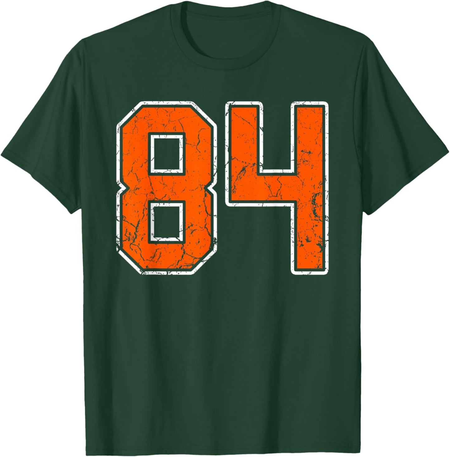 Distressed Orange White Number 84 Jersey Player Uniform #84 T-Shirt - T-Shirt | Forest