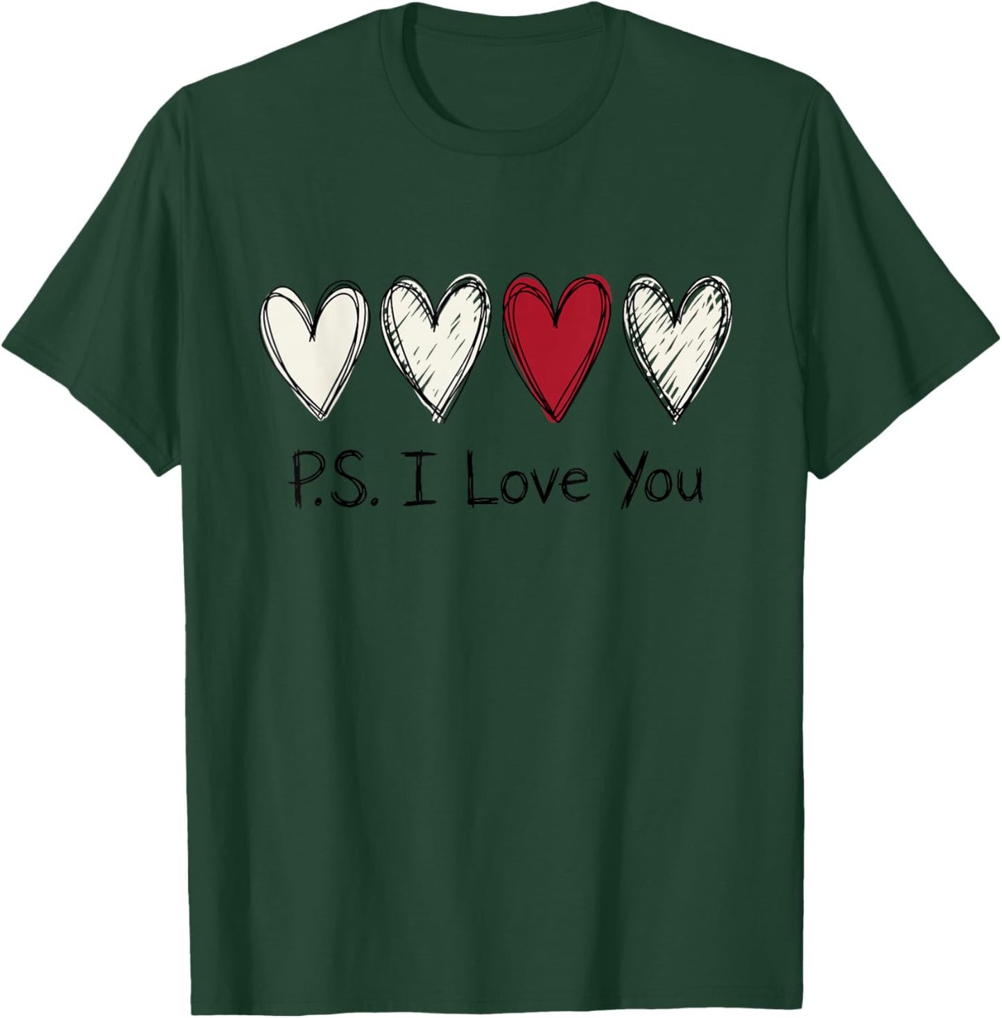 PS I Love You Day Purple Valentines Day Heart T-Shirt - T-Shirt | Forest