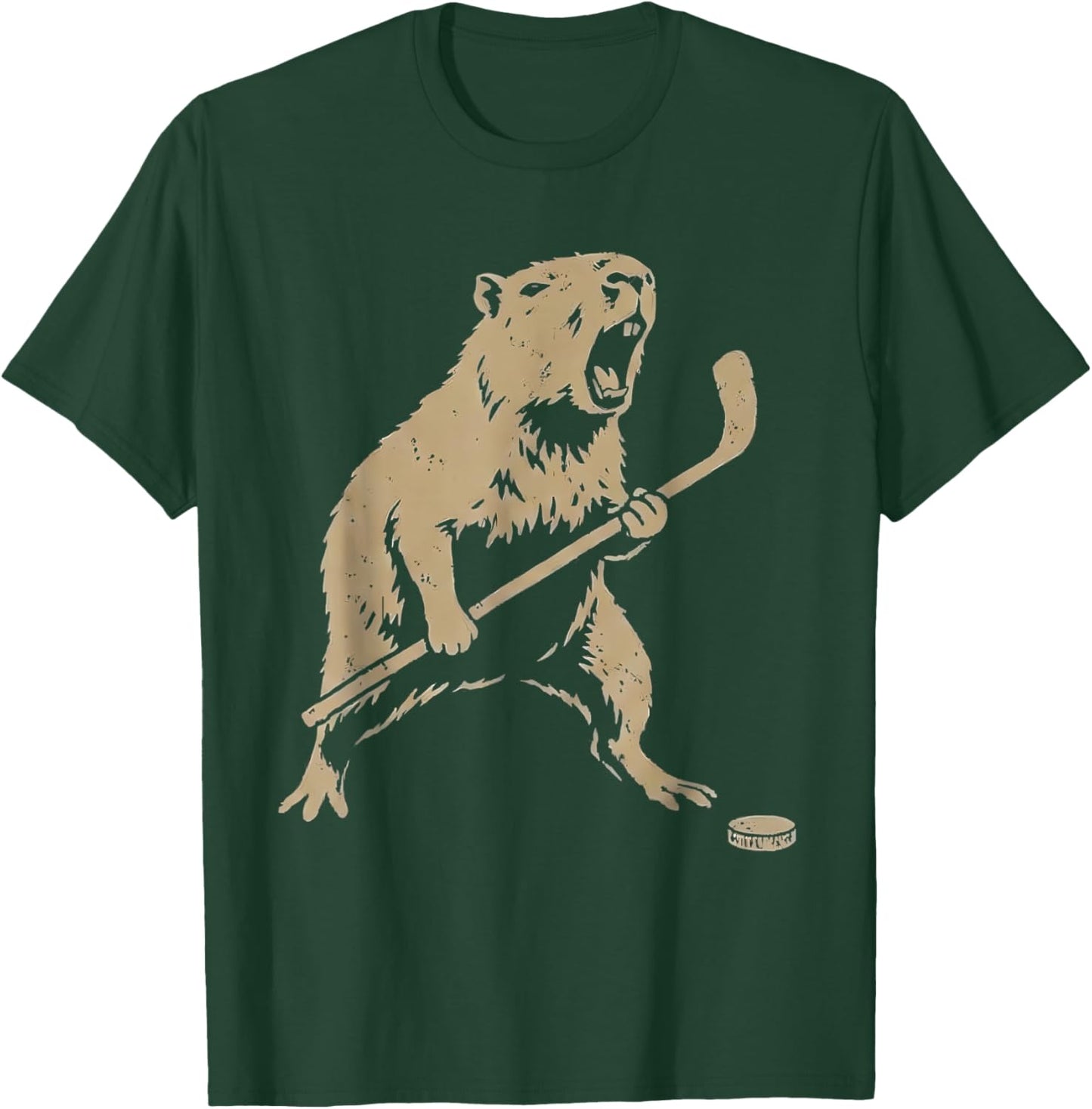 Cute Capybara Ice Hockey Lover Player Funny T-Shirt - T-Shirt | Forest