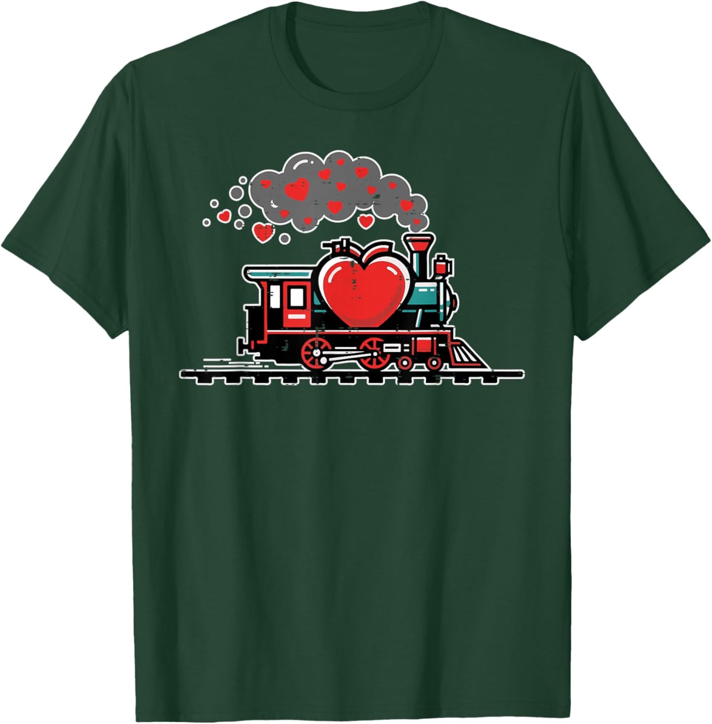 Valentines Day Train Hearts Love Choo Choo Boys Kids Youth T-Shirt - T-Shirt | Forest