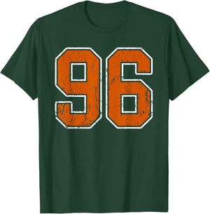 Grunge Burnt Orange and White #96 Sports Jersey Number 96 T-Shirt - T-Shirt | Forest