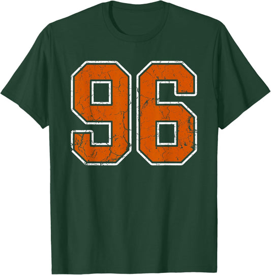 Grunge Burnt Orange and White #96 Sports Jersey Number 96 T-Shirt - T-Shirt | Forest