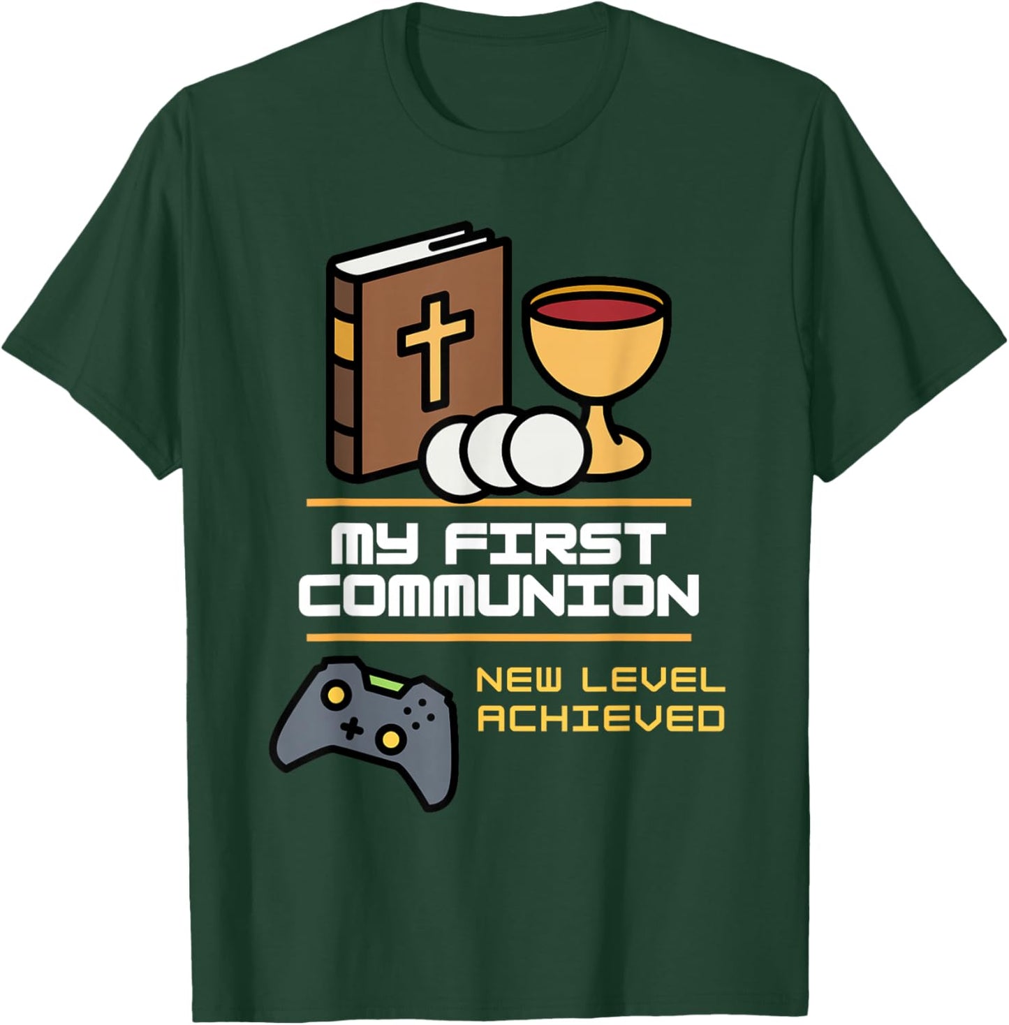 My 1st First Communion 2026 Boys Girls Video Game Controller T-Shirt - T-Shirt | Forest