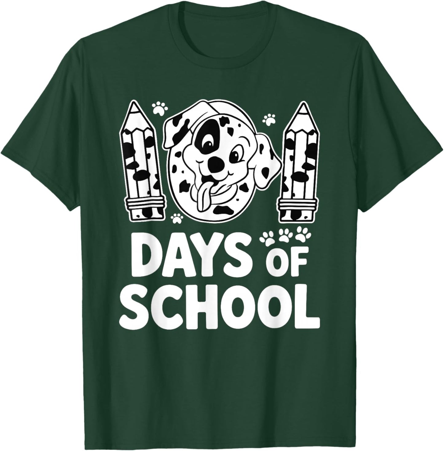 100 Days of School Dalmatian Dog Boy Kid 100th Day of School T-Shirt - T-Shirt | Forest