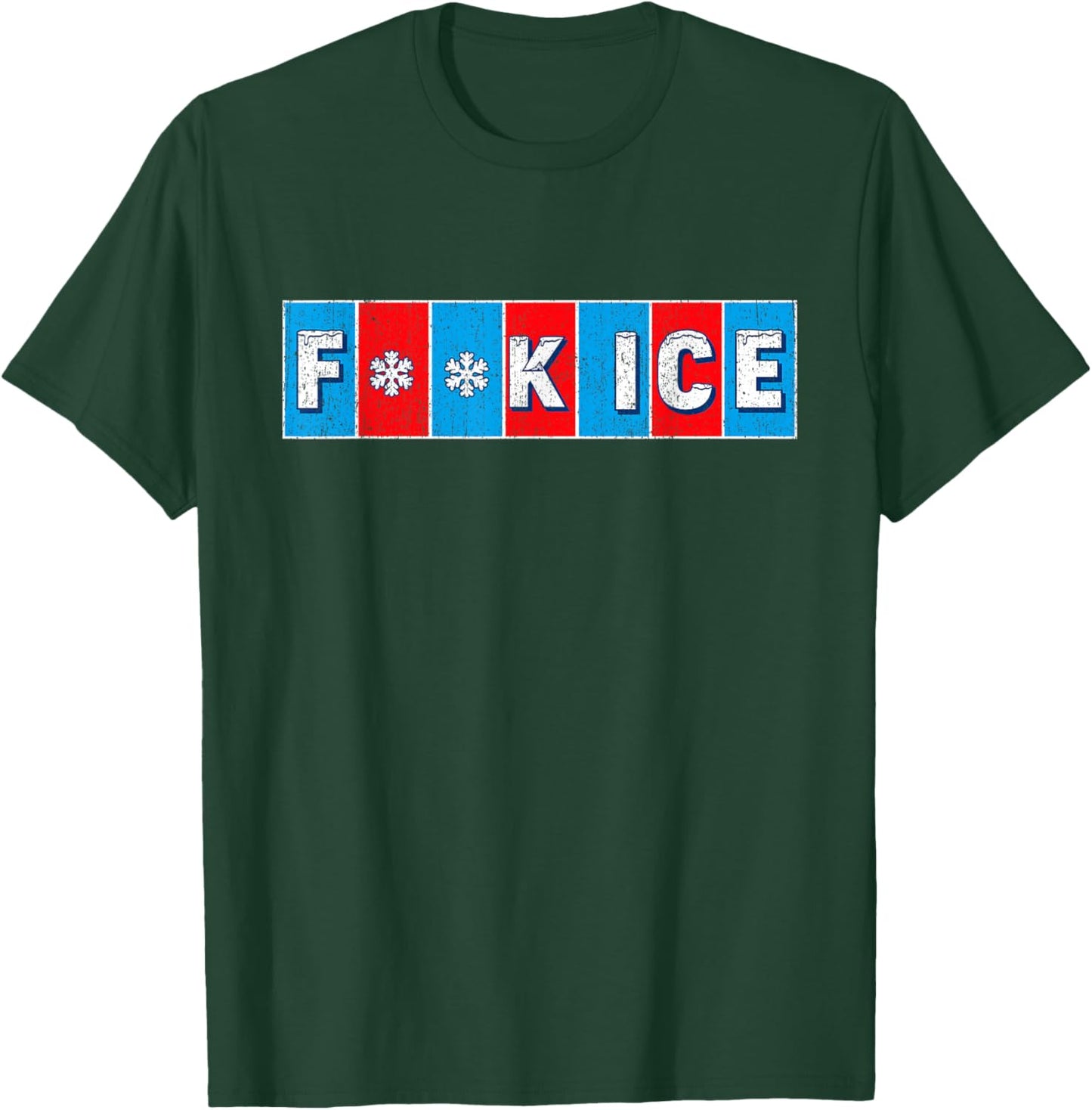 Funny F Ice Vintage Snow Flakes Retro Abolish-Ice T-Shirt - T-Shirt | Forest