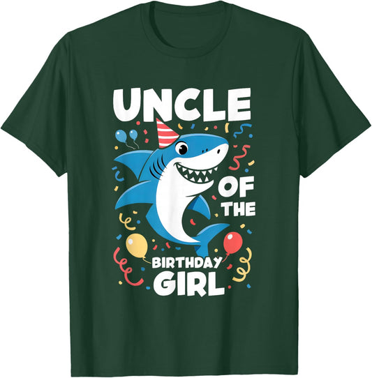 Shark Birthday Uncle of The Birthday Girl Family Matching T-Shirt - T-Shirt | Forest