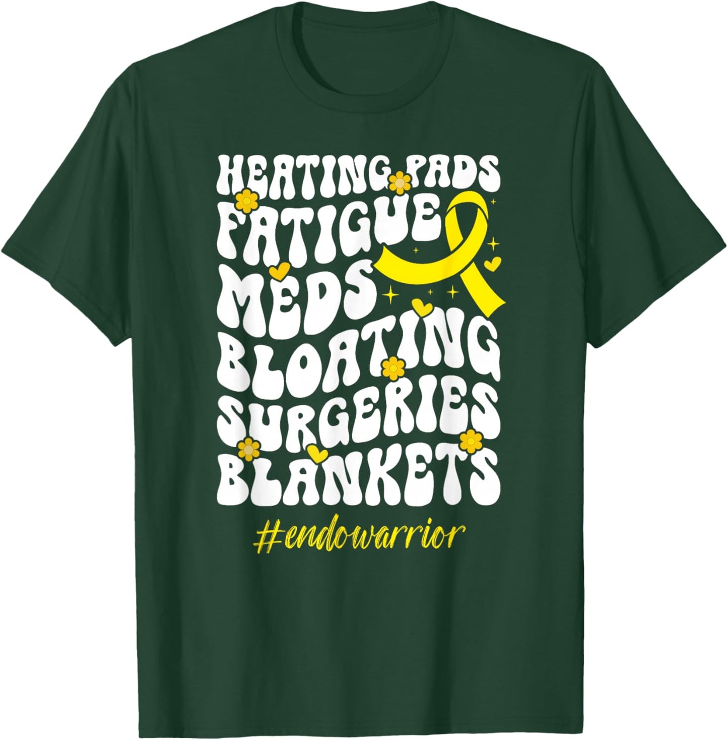 Groovy Endo Warrior Endometriosis Awareness Month T-Shirt - T-Shirt | Forest