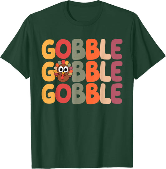 Cute Gobble Gobble Turkey Thanksgiving T-Shirt - T-Shirt | Forest