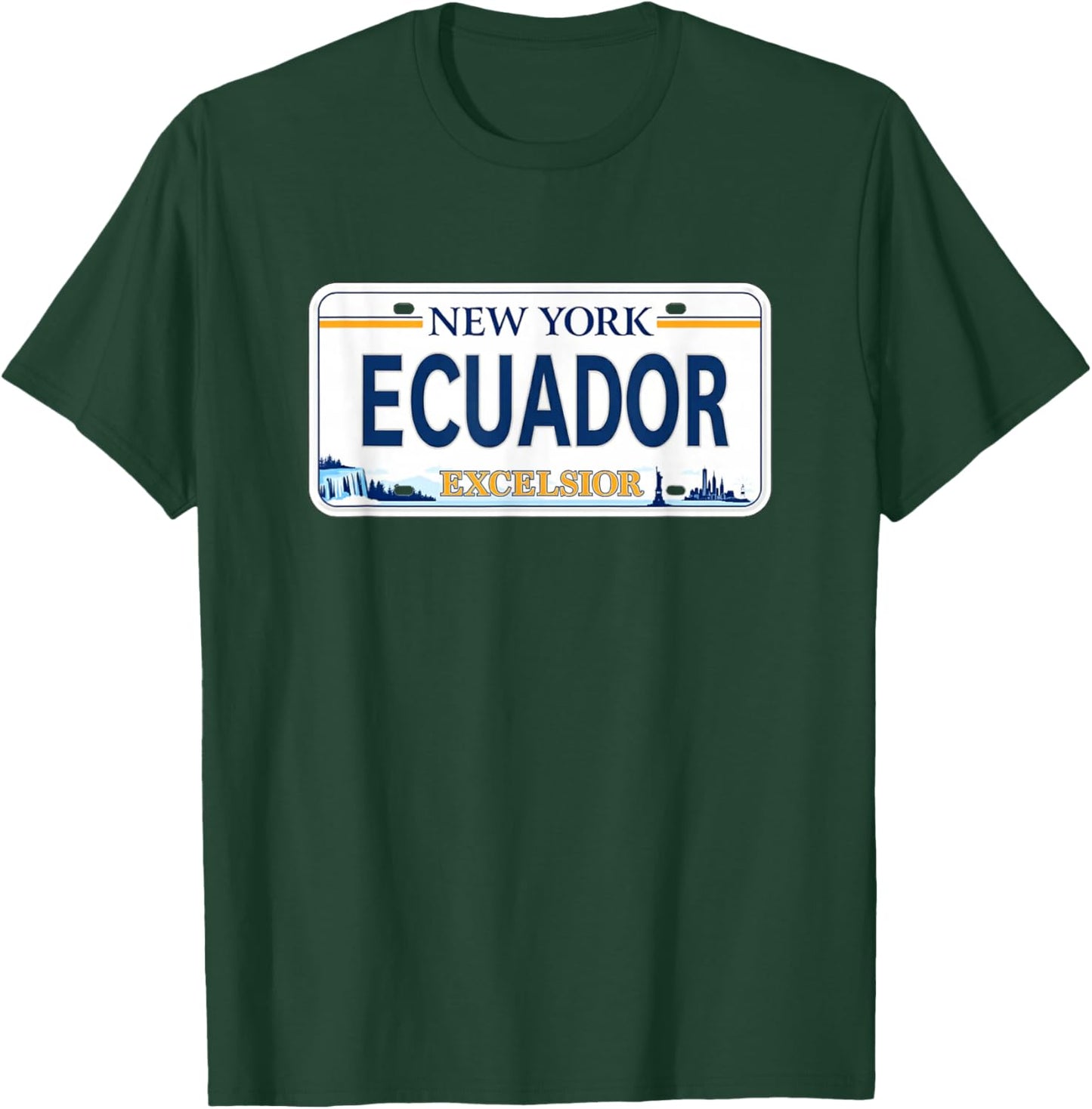 Ecuador New York Plate Style Design, Ecuadorian T-Shirt - T-Shirt | Forest