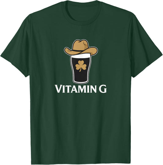 Vitamin G Stout Beer Cowboy Irish Shamrock St Patricks Day T-Shirt - T-Shirt | Forest
