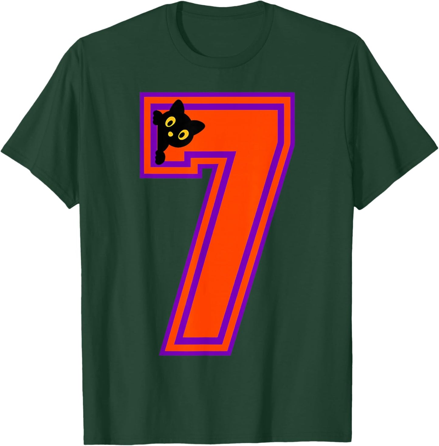 Funny Six Seven 6 7 Halloween Black Cat Teacher Student T-Shirt - T-Shirt | Forest