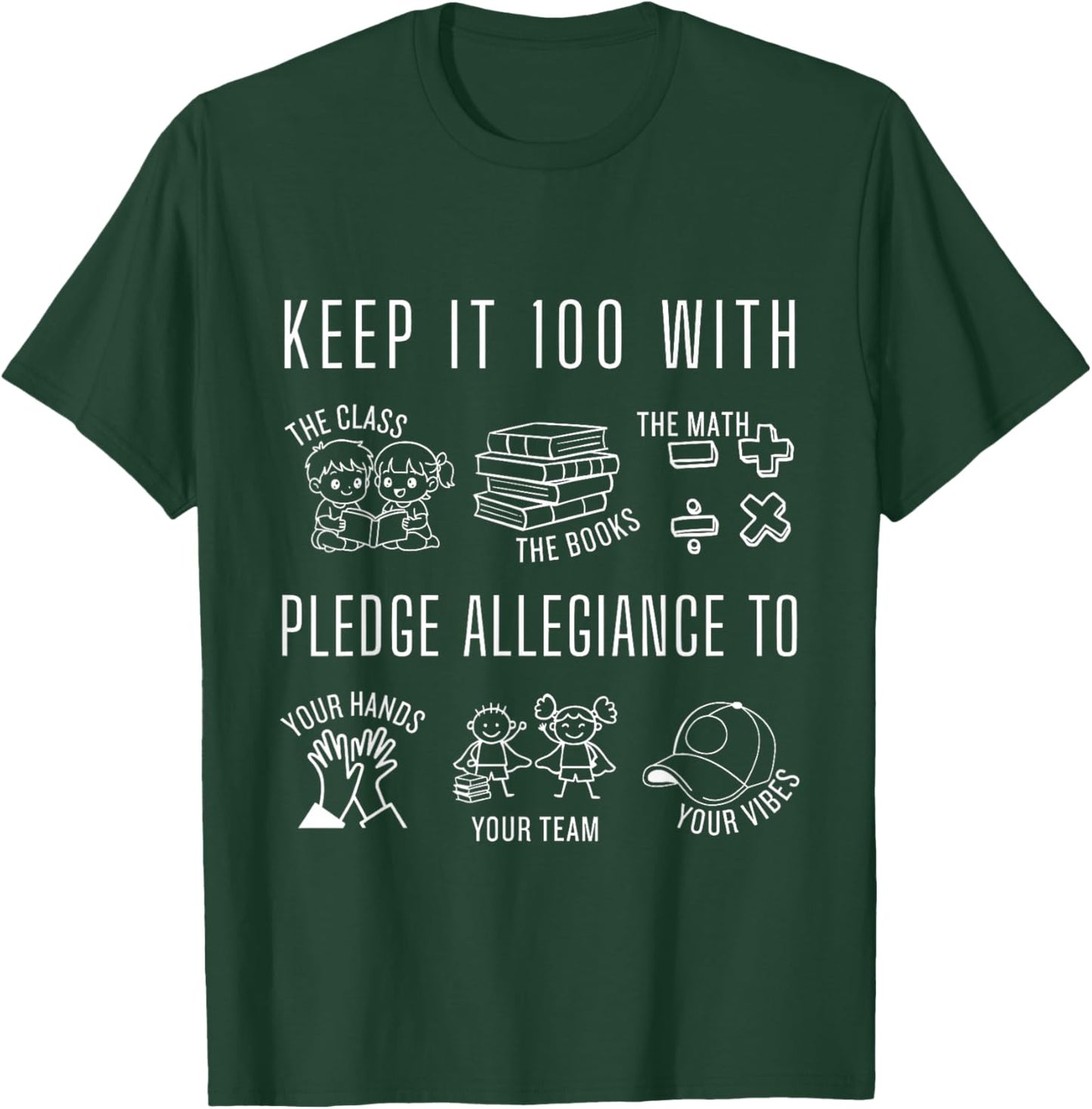 100 Days of School Matching 100 Keep It 100 Funny 100th Day T-Shirt - T-Shirt | Forest