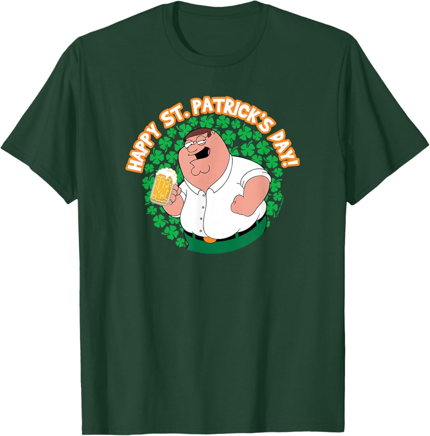 Family Guy Happy St. Patrick's Day Peter Shamrocks Cartoon T-Shirt - T-Shirt | Forest