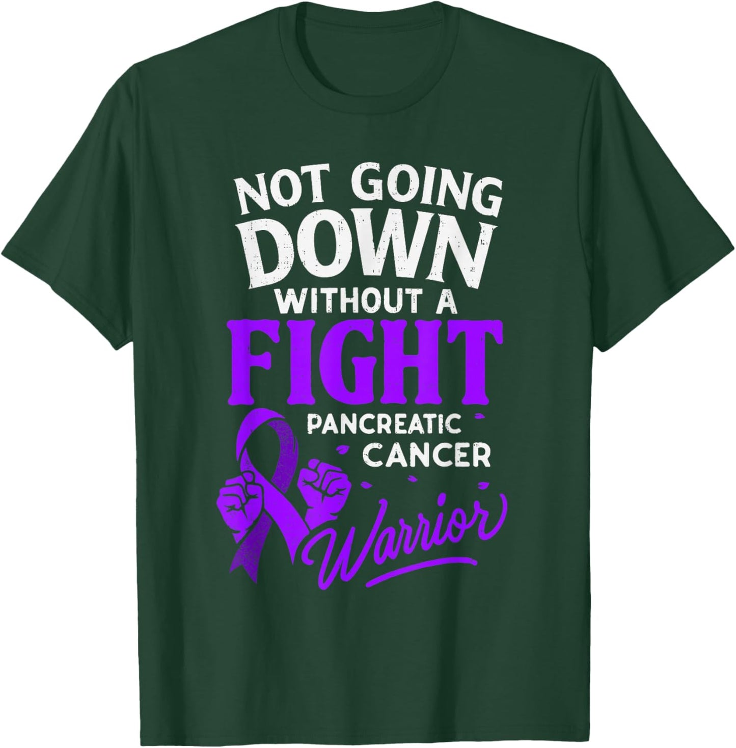 Pancreatic Cancer Warrior Awareness Ribbon Purple Survivor T-Shirt - T-Shirt | Forest