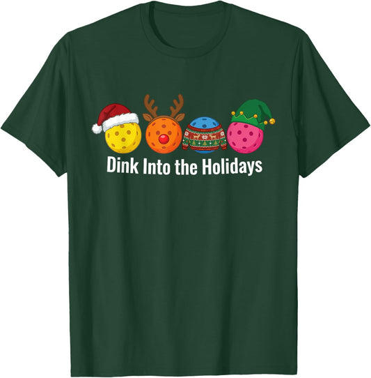 Christmas Pickleball Santa Reindeer Elf Ugly Xmas Sweater T-Shirt - T-Shirt | Forest