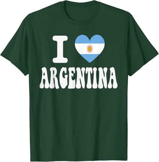 I Love Argentina Heart Flag Retro Travel Souvenir T-Shirt - T-Shirt | Forest