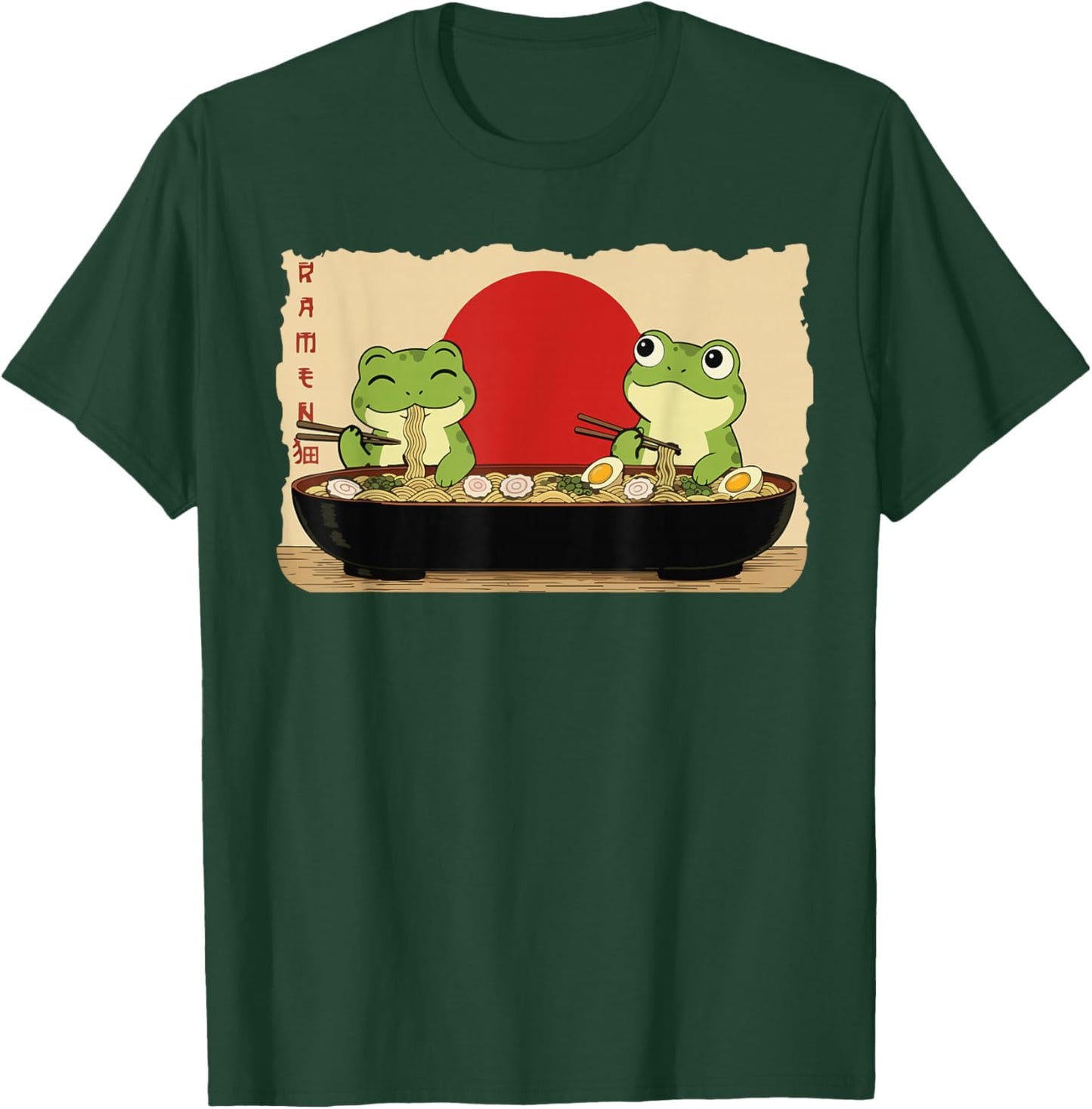 Anime Frog Ramen Japanese Funny Frog Graphic Anime T-Shirt - T-Shirt | Forest
