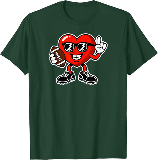 Valentine Heart Playing Football T-Shirt - T-Shirt | Forest