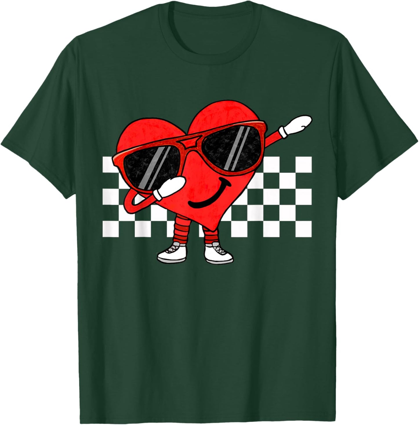 Funny Dabbing Retro Valentines Heart Dab Boys Kids Teens T-Shirt - T-Shirt | Forest