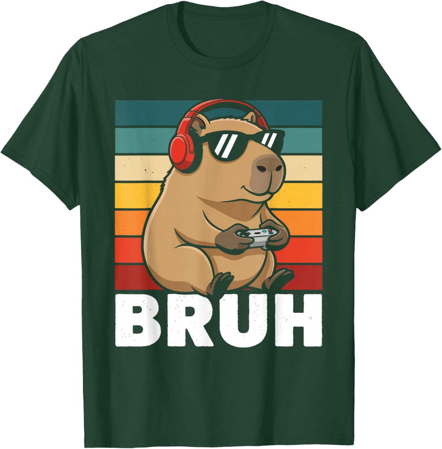 Funny Gaming Capy Bruh Teens Youth Kids Meme Rodent Lovers T-Shirt - T-Shirt | Forest