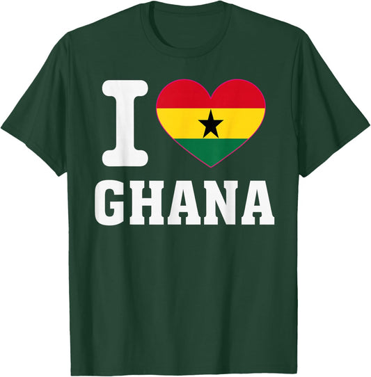 I Love Ghana Heart Souvenir Lovers Pride Travel T-Shirt - T-Shirt | Forest
