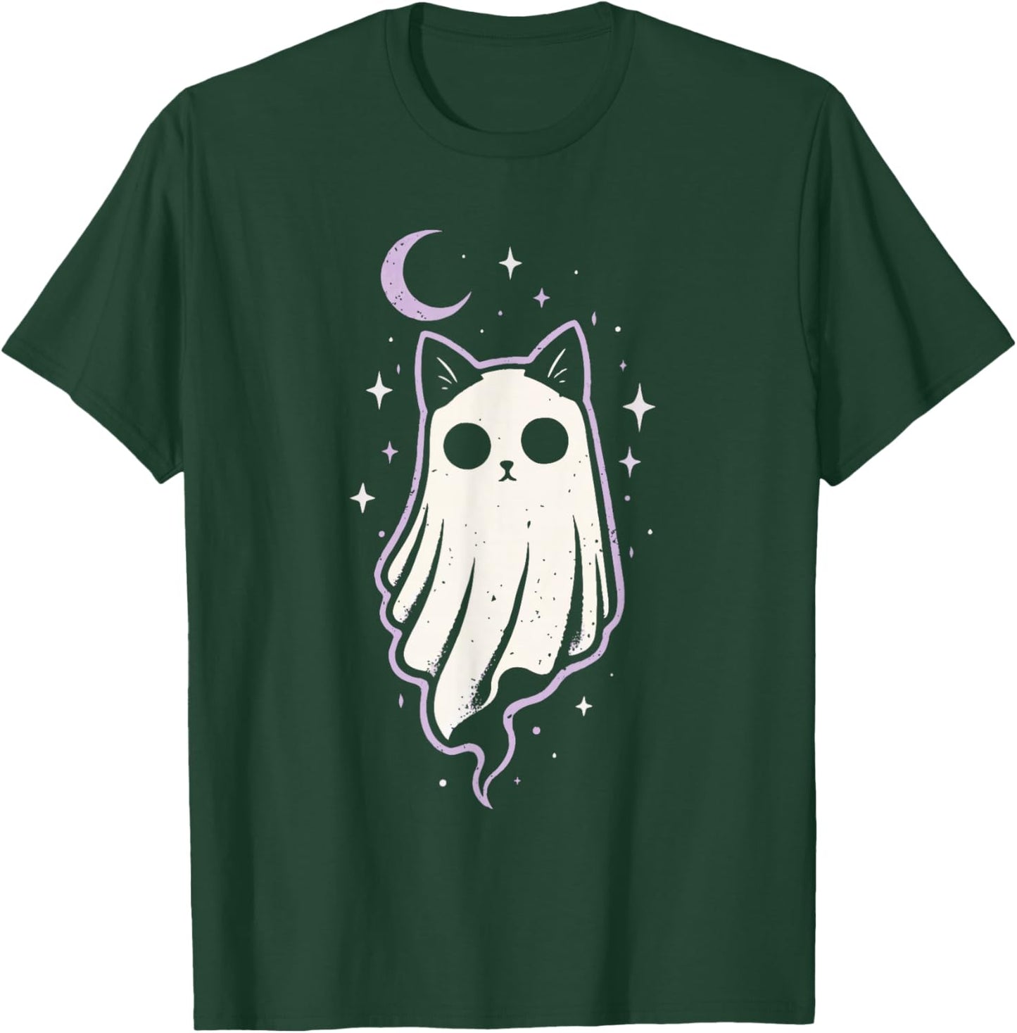 Cat Kitty Ghost Creepy Cute Kawaii Pastel Goth Purple Moon T-Shirt - T-Shirt | Forest