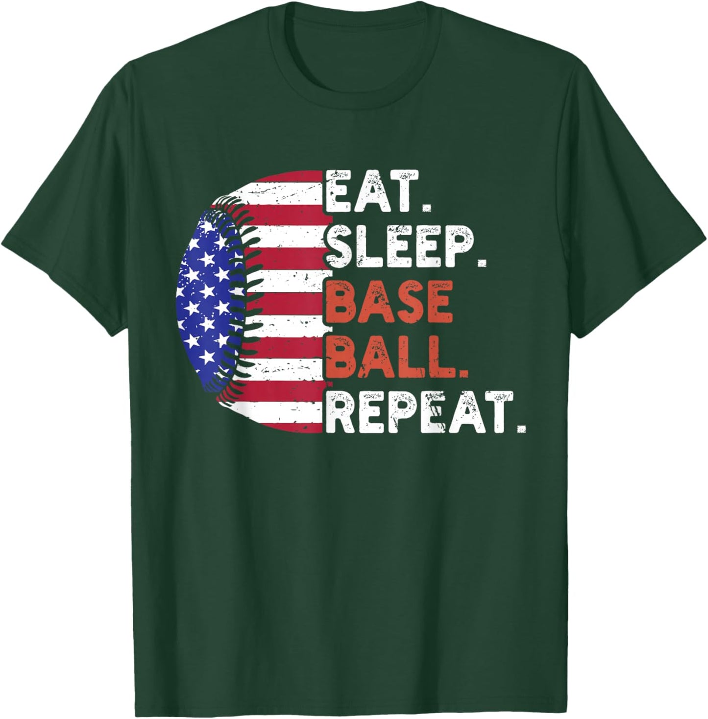 Eat Sleep Baseball Repeat Baseball Player Funny Baseball T-Shirt - T-Shirt | Forest
