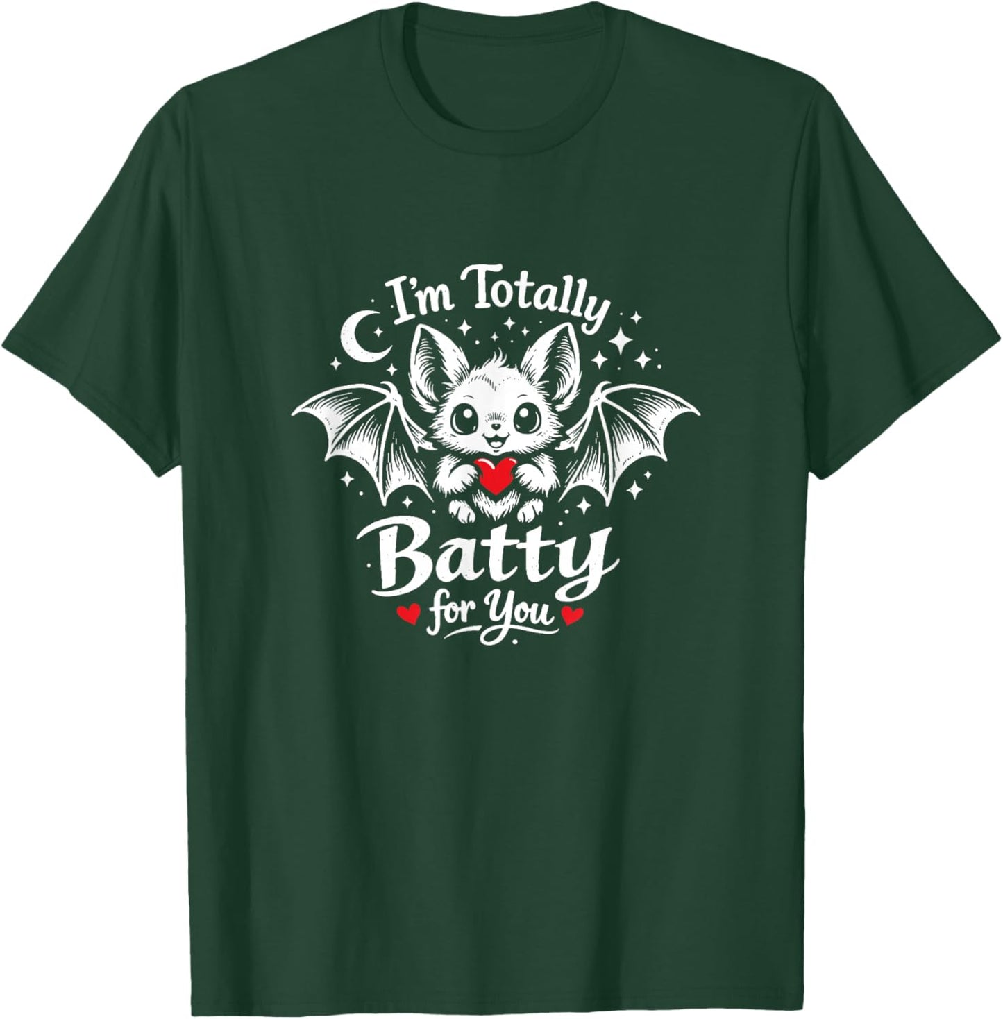 I'm Totally Batty for You Cute Bat Valentine's Day Heart T-Shirt - T-Shirt | Forest