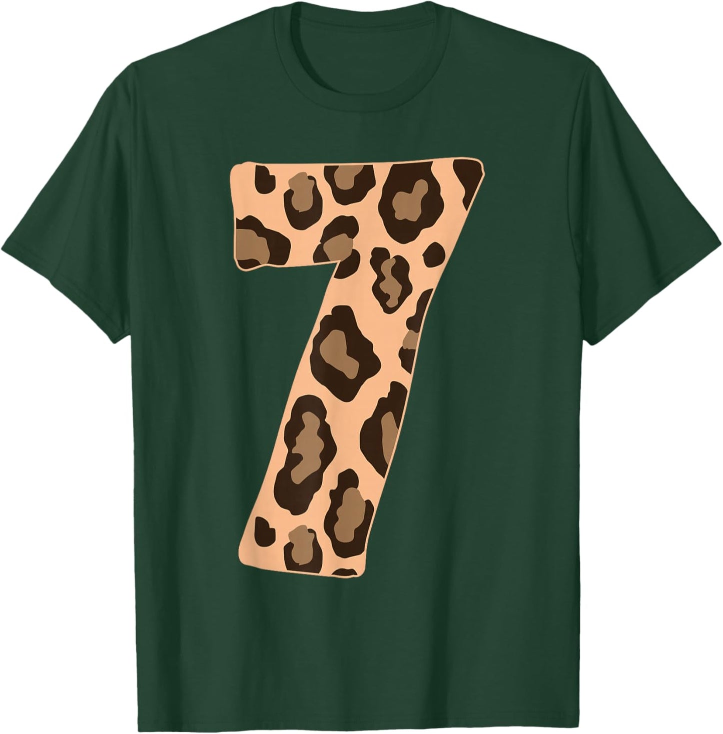 Cheetah Kids 7 Year Old Girl Cheetah Print 7th Birthday T-Shirt - T-Shirt | Forest